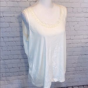LAND'S END Tank Top w Lace Trim-XL